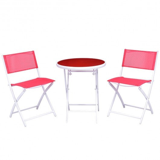 3 Pieces Patio Folding Bistro Set for Balcony or Outdoor Space-Black LuxuryLifeWay Online Store
