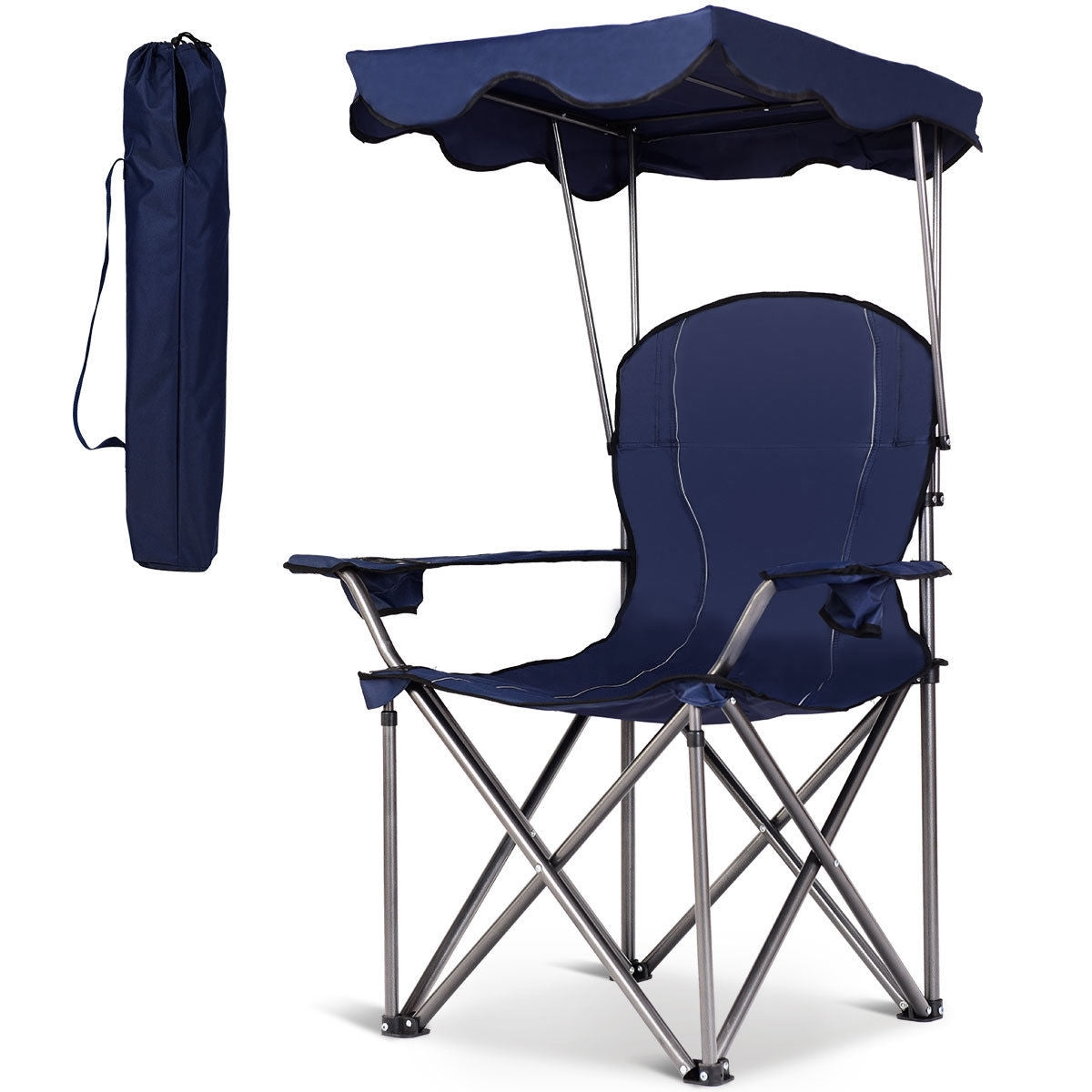 Portable Folding Beach Canopy Chair with Cup Holders-Blue - Color: Blue LuxuryLifeWay Online Store