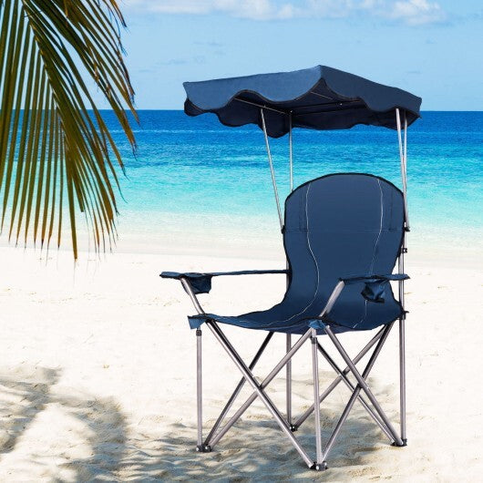 Portable Folding Beach Canopy Chair with Cup Holders-Blue - Color: Blue LuxuryLifeWay Online Store