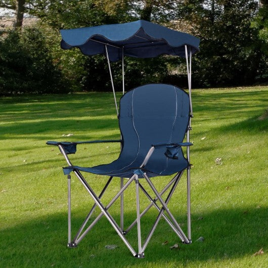 Portable Folding Beach Canopy Chair with Cup Holders-Blue - Color: Blue LuxuryLifeWay Online Store