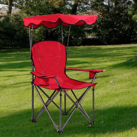 Portable Folding Beach Canopy Chair with Cup Holders-Red - Color: Red LuxuryLifeWay Online Store