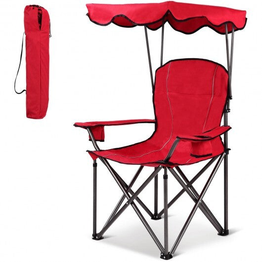 Portable Folding Beach Canopy Chair with Cup Holders-Red - Color: Red LuxuryLifeWay Online Store
