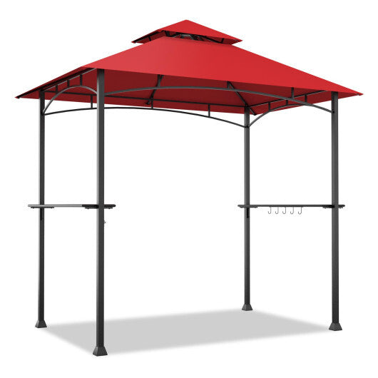 8 x 5 Feet Outdoor Barbecue Grill Gazebo Canopy Tent BBQ Shelter-Wine LuxuryLifeWay Online Store