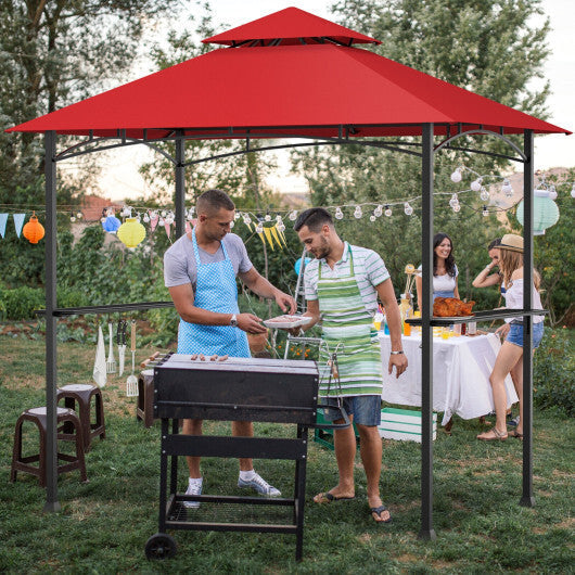 8 x 5 Feet Outdoor Barbecue Grill Gazebo Canopy Tent BBQ Shelter-Wine LuxuryLifeWay Online Store