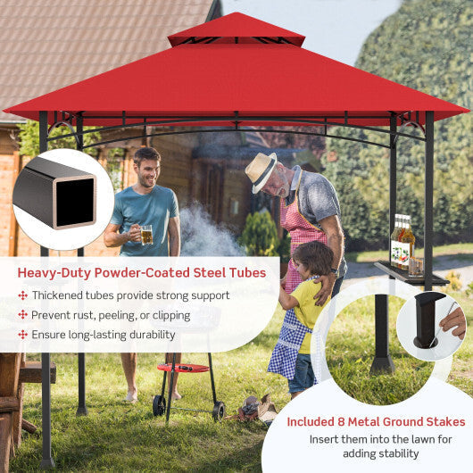 8 x 5 Feet Outdoor Barbecue Grill Gazebo Canopy Tent BBQ Shelter-Wine LuxuryLifeWay Online Store