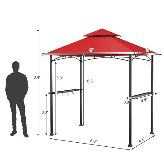 8 x 5 Feet Outdoor Barbecue Grill Gazebo Canopy Tent BBQ Shelter-Wine LuxuryLifeWay Online Store