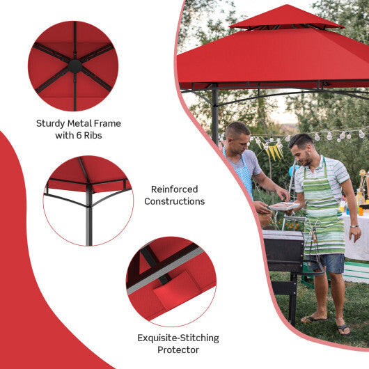 8 x 5 Feet Outdoor Barbecue Grill Gazebo Canopy Tent BBQ Shelter-Wine LuxuryLifeWay Online Store