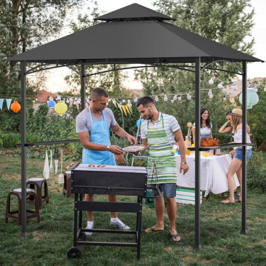 8 x 5 Feet Outdoor Barbecue Grill Gazebo Canopy Tent BBQ Shelter-Wine LuxuryLifeWay Online Store