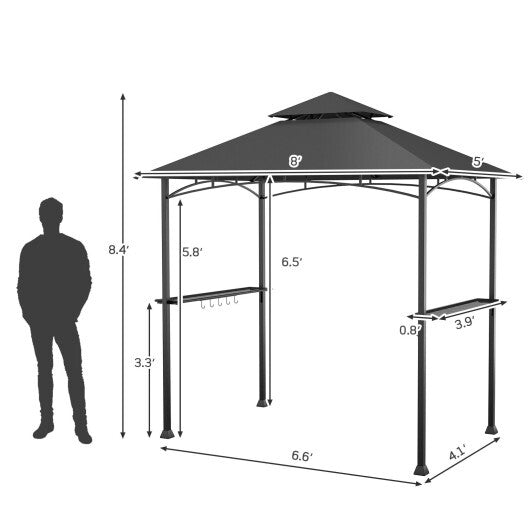 8 x 5 Feet Outdoor Barbecue Grill Gazebo Canopy Tent BBQ Shelter-Wine LuxuryLifeWay Online Store