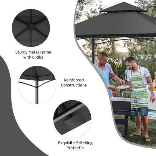 8 x 5 Feet Outdoor Barbecue Grill Gazebo Canopy Tent BBQ Shelter-Wine LuxuryLifeWay Online Store