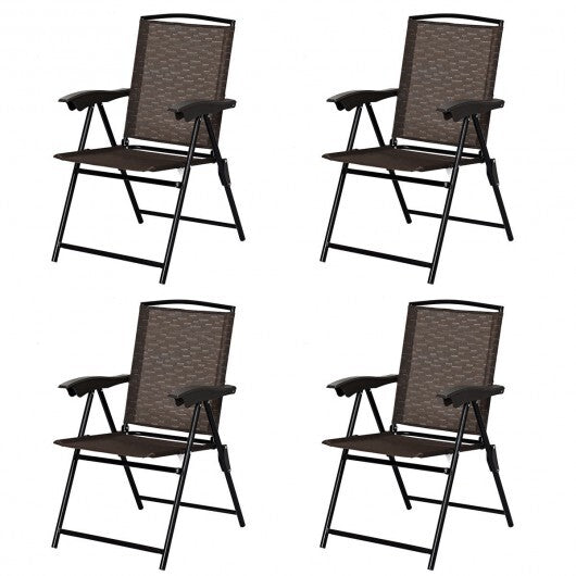 4 Pieces Folding Dining Chairs with Smooth Armrests and Sling Back LuxuryLifeWay Online Store