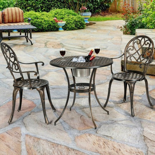 3 Pieces Outdoor Set Patio Bistro with Attached Removable Ice Bucket LuxuryLifeWay Online Store