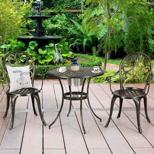 3 Pieces Outdoor Set Patio Bistro with Attached Removable Ice Bucket LuxuryLifeWay Online Store