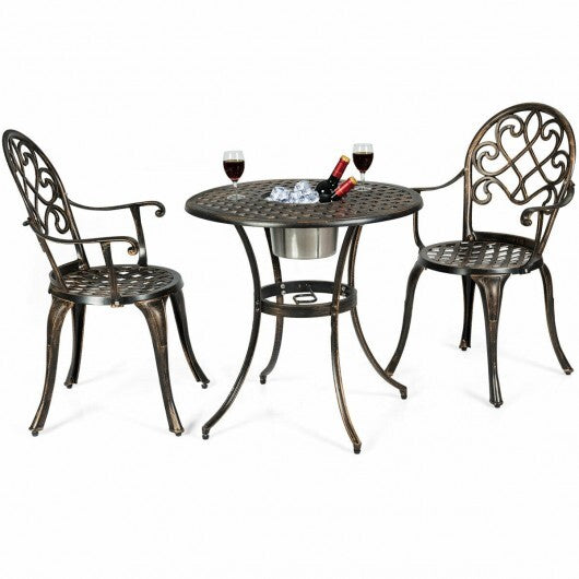3 Pieces Outdoor Set Patio Bistro with Attached Removable Ice Bucket LuxuryLifeWay Online Store