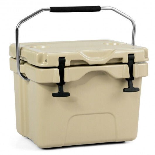 16 Quart 24-Can Capacity Insulated Ice Cooler with 2 Cup Holders-Khaki LuxuryLifeWay Online Store