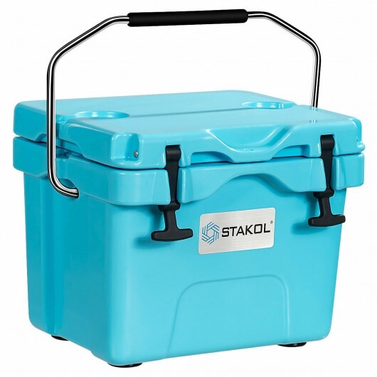 16 Quart 24-Can Capacity Portable Insulated Ice Cooler with 2 Cup Holders-Blue - Color: Blue LuxuryLifeWay Online Store
