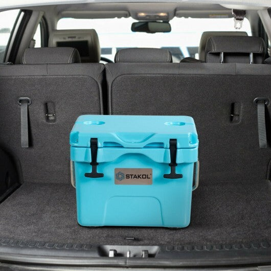 16 Quart 24-Can Capacity Portable Insulated Ice Cooler with 2 Cup Holders-Blue - Color: Blue LuxuryLifeWay Online Store