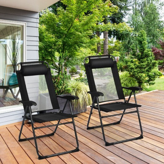 2 Pieces Patio Adjustable Folding Recliner Chairs with 7 Level Adjustable Backrest-Gray LuxuryLifeWay Online Store