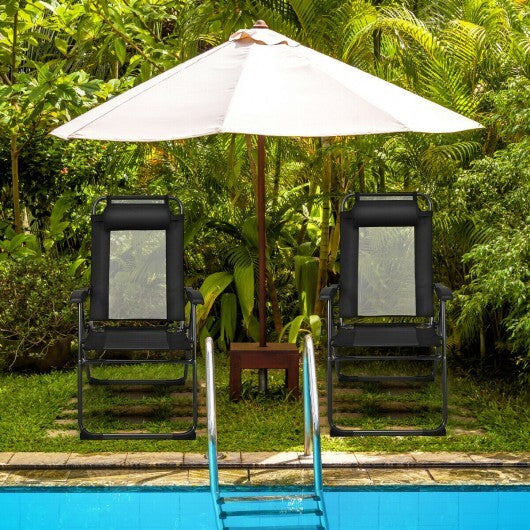 2 Pieces Patio Adjustable Folding Recliner Chairs with 7 Level Adjustable Backrest-Gray LuxuryLifeWay Online Store