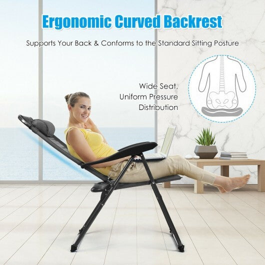 2 Pieces Patio Adjustable Folding Recliner Chairs with 7 Level Adjustable Backrest-Gray LuxuryLifeWay Online Store