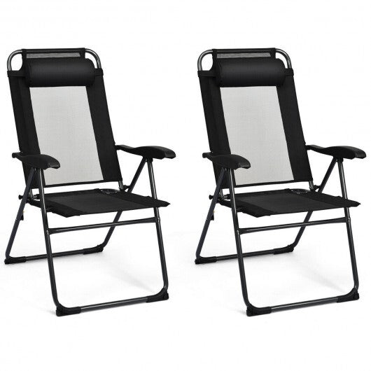 4 Pieces Patio Garden Adjustable Reclining Folding Chairs with Headrest-Gray LuxuryLifeWay Online Store
