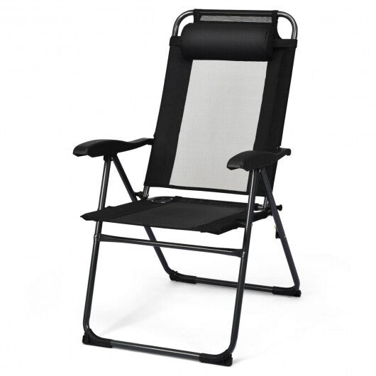 4 Pieces Patio Garden Adjustable Reclining Folding Chairs with Headrest-Gray LuxuryLifeWay Online Store