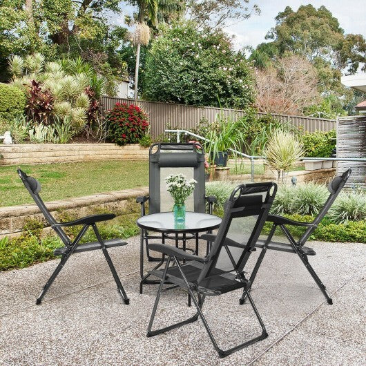 4 Pieces Patio Garden Adjustable Reclining Folding Chairs with Headrest-Gray LuxuryLifeWay Online Store