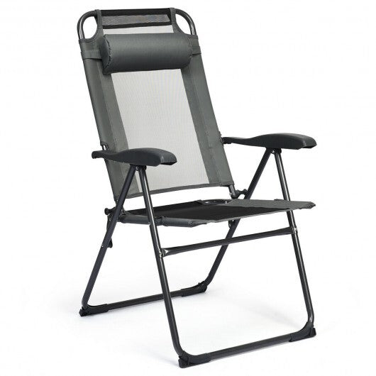 4 Pieces Patio Garden Adjustable Reclining Folding Chairs with Headrest-Gray LuxuryLifeWay Online Store