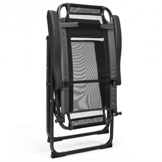 4 Pieces Patio Garden Adjustable Reclining Folding Chairs with Headrest-Gray LuxuryLifeWay Online Store