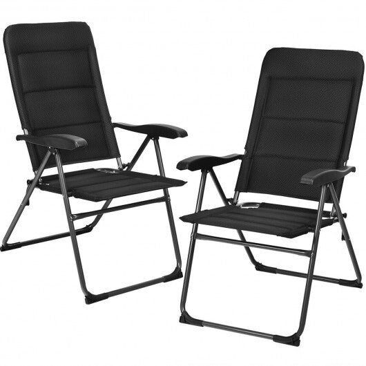 2 Pieces Outdoor Folding Patio Chairs with Adjustable Backrests for Bistro and Backyard-Black LuxuryLifeWay Online Store