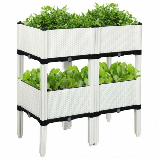 Set of 4 Elevated Flower Vegetable Herb Grow Planter Box-Brown LuxuryLifeWay Online Store
