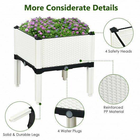 Set of 4 Elevated Flower Vegetable Herb Grow Planter Box-Brown LuxuryLifeWay Online Store