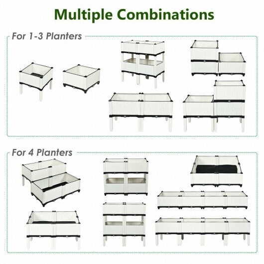 Set of 4 Elevated Flower Vegetable Herb Grow Planter Box-Brown LuxuryLifeWay Online Store