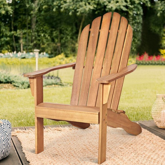 Acacia Wood Outdoor Adirondack Chair with Ergonomic Design-Natural - Color: Natural LuxuryLifeWay Online Store