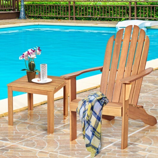 Acacia Wood Outdoor Adirondack Chair with Ergonomic Design-Natural - Color: Natural LuxuryLifeWay Online Store