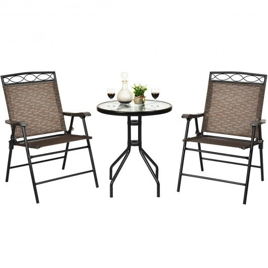 3 Pieces Outdoor Bistro Dining Furniture Set with 1.57 Inch Umbrella Hole LuxuryLifeWay Online Store