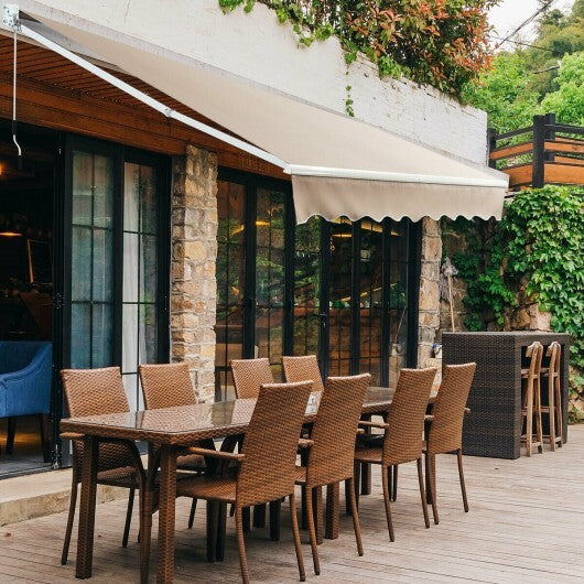 10 x 8.2 Feet Retractable Awning with Easy Opening Manual Crank Handle-Beige LuxuryLifeWay Online Store
