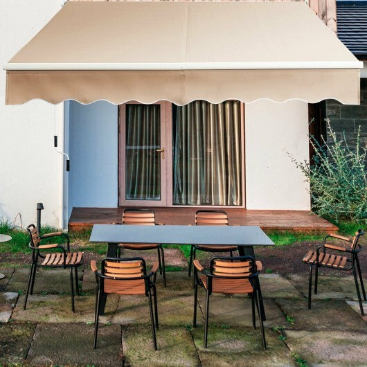 10 x 8.2 Feet Retractable Awning with Easy Opening Manual Crank Handle-Beige LuxuryLifeWay Online Store