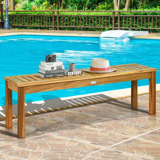 52 Inch Outdoor Acacia Wood Dining Bench Chair LuxuryLifeWay Online Store