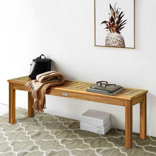 52 Inch Outdoor Acacia Wood Dining Bench Chair LuxuryLifeWay Online Store