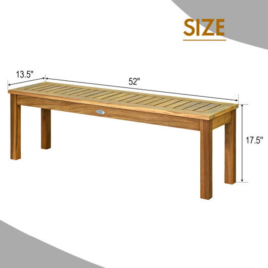 52 Inch Outdoor Acacia Wood Dining Bench Chair LuxuryLifeWay Online Store