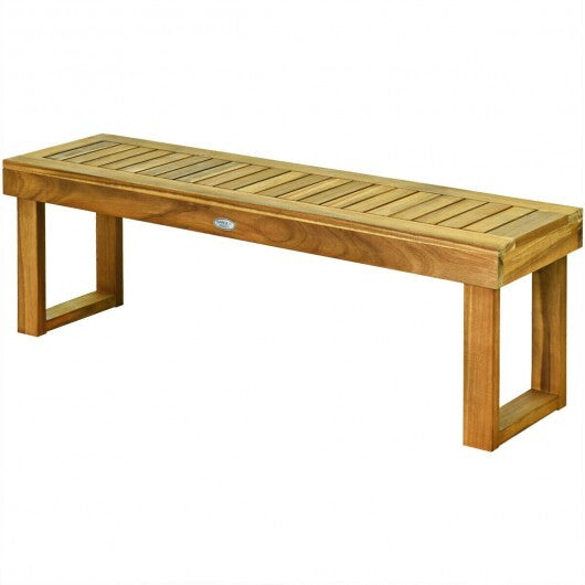52 Inch Acacia Wood Dining Bench with Slatted Seat LuxuryLifeWay Online Store