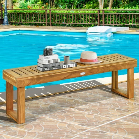 52 Inch Acacia Wood Dining Bench with Slatted Seat LuxuryLifeWay Online Store