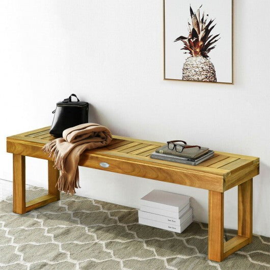 52 Inch Acacia Wood Dining Bench with Slatted Seat LuxuryLifeWay Online Store