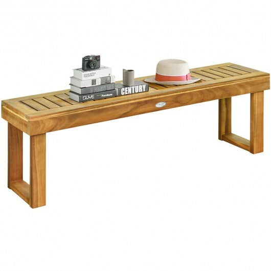 52 Inch Acacia Wood Dining Bench with Slatted Seat LuxuryLifeWay Online Store
