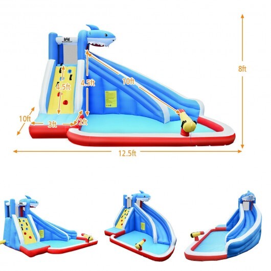 Inflatable Shark Bounce House with Water Slide and Climbing Wall without Blower LuxuryLifeWay Online Store