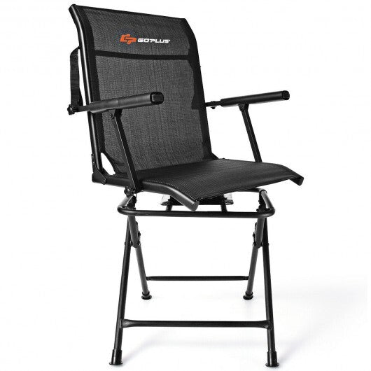 Foldable Swivel Patio Chair with Armrest and Mesh Back-Black - Color: Black LuxuryLifeWay Online Store