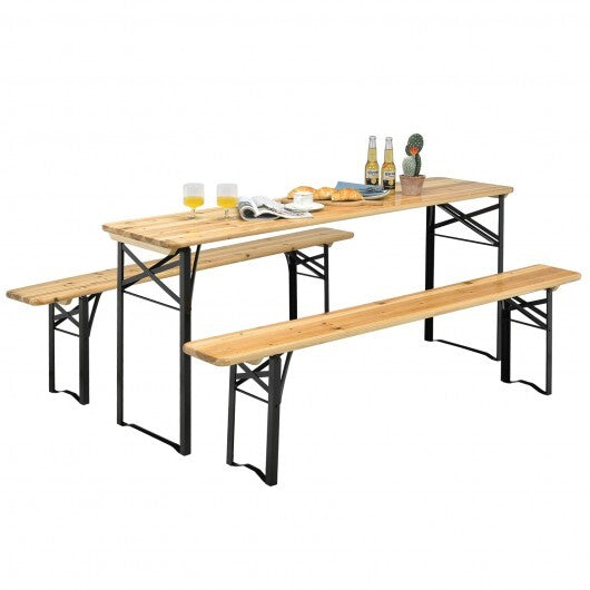3 Pieces Folding Wooden Picnic Table Bench Set LuxuryLifeWay Online Store
