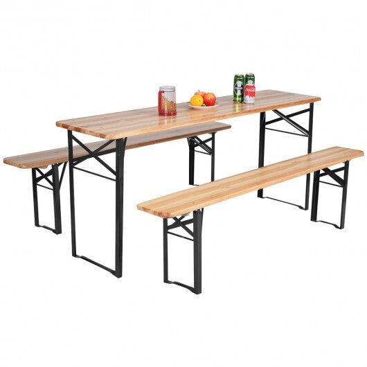 3 Pieces Folding Wooden Picnic Table Bench Set LuxuryLifeWay Online Store