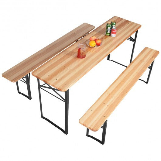 3 Pieces Folding Wooden Picnic Table Bench Set LuxuryLifeWay Online Store